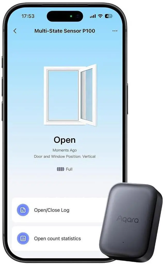 Main image of Multi-State Sensor P100, Door and Window & Vibration Sensor, Black | Thread/Zigbee, Open/Close or Object Monitoring, 10-Level Sensitivity, Supports Apple Home, Home Assistant, Alexa
