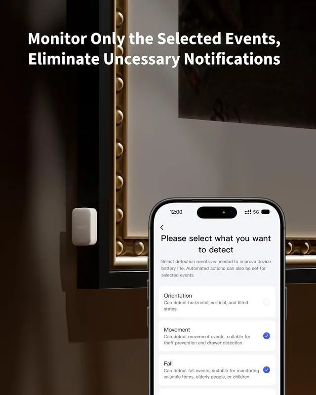 Alt view image 4 of 7 - Multi-State Sensor P100, Door and Window & Vibration Sensor, White | Thread/Zigbee, Open/Close or Object Monitoring, 10-Level Sensitivity, Supports Apple Home, Home Assistant, Alexa