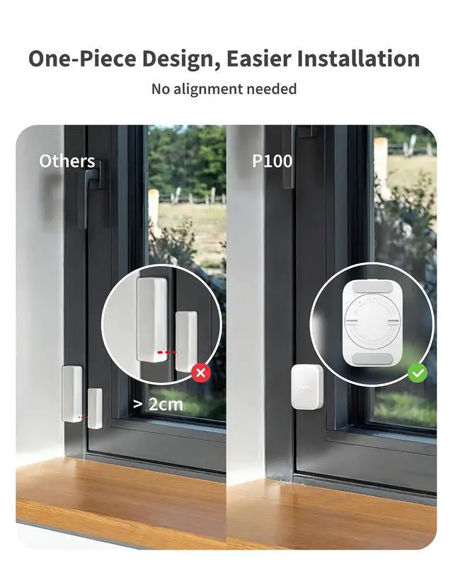 Alt view image 5 of 7 - Multi-State Sensor P100, Door and Window & Vibration Sensor, White | Thread/Zigbee, Open/Close or Object Monitoring, 10-Level Sensitivity, Supports Apple Home, Home Assistant, Alexa