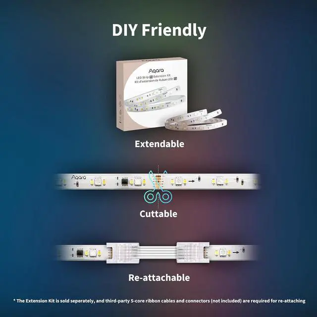 Alt view image 4 of 6 - LED Strip T1 Extension,Requires LED Strip T1 (Sold Separately) | 3.28 FT RGBIC LED Light Extension with 16 Million Colors/Tunable White/Gradient Effects (1 Pack,39.36 inch)