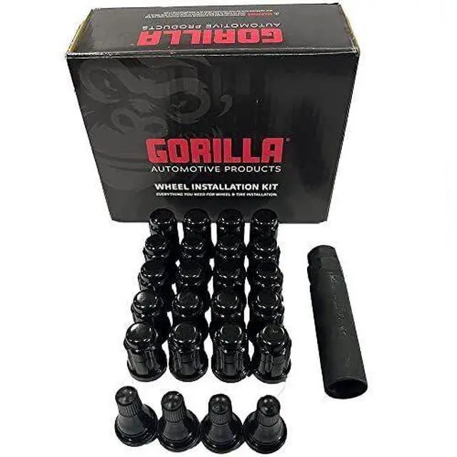 Alt view image 2 of 3 - Gorilla Lug Nut, Acorn, 12 mm x 1.50 Thread, 60 Degree Seat, Closed End, Key, Steel, Black Chrome, Universal, Set of 20