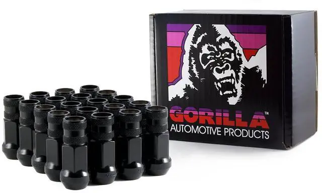 Main image of Gorilla Automotive 45038BC-20 Black 12mm x 1.50 Thread Size Forged Steel Chrome Finish Open End Lug Nut, (Pack of 20)