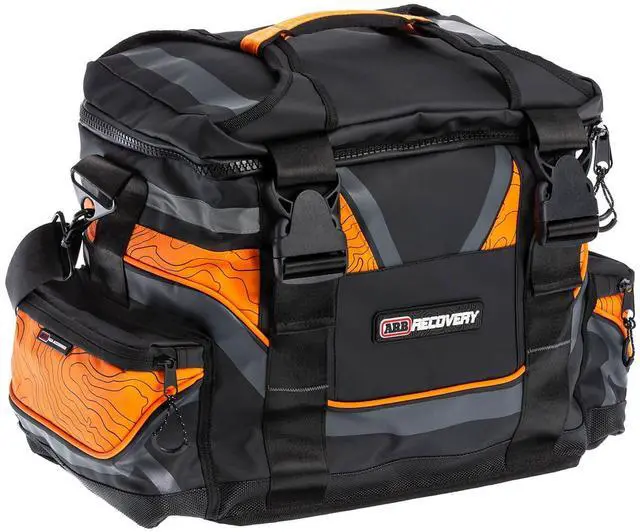 Main image of ARB ARB501A Orange and Black Updated Large Recovery Equipment Bag, Biggest Size, Fits Three Straps, Pulley, Damper, Gloves and Two Shackles