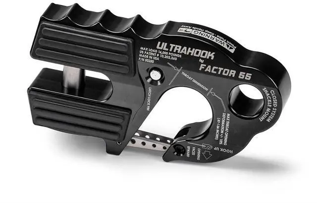 Main image of Factor 55 00250-04 Ultrahook Winch Hook Closed System Shackle Max Load 16,000 lbs ULT Strength Shackle Pin Mount 48,000 lbs Offroad 4x4 Adventure Black