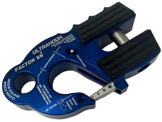 Alt view image 2 of 4 - Factor 55 00250-02 Ultrahook Winch Hook Closed System Shackle Max Load 16,000 lbs ULT Strength Shackle Pin Mount 48,000 lbs Offroad 4x4 Adventure Blue