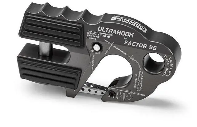 Main image of Factor 55 00250-06 Ultrahook Winch Hook Closed System Shackle Max Load 16,000 lbs ULT Strength Shackle Pin Mount 48,000 lbs Offroad 4x4 Adventure Gray