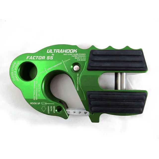 Alt view image 4 of 5 - Factor 55 00250-08 Ultrahook Winch Hook Closed System Shackle Max Load 16,000 lbs ULT Strength Shackle Pin Mount 48,000 lbs Offroad 4x4 Adventure Green
