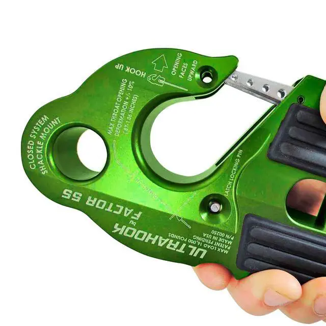 Alt view image 2 of 5 - Factor 55 00250-08 Ultrahook Winch Hook Closed System Shackle Max Load 16,000 lbs ULT Strength Shackle Pin Mount 48,000 lbs Offroad 4x4 Adventure Green