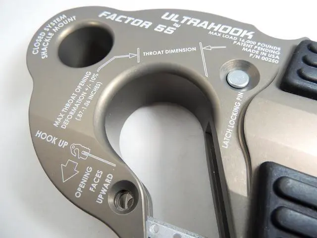 Alt view image 2 of 7 - Factor 55 00250-06 Ultrahook Winch Hook Closed System Shackle Max Load 16,000 lbs ULT Strength Shackle Pin Mount 48,000 lbs Offroad 4x4 Adventure Gray