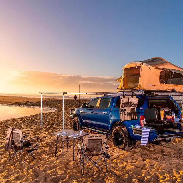Alt view image 2 of 7 - ARB 4x4 Accessories 814410 Retractable Awning with Led Light Strip Included 2500x2500mm 8.2 Feet, Ideal for Camping, Roadtrips, Outdoor Trips, Travel, Expeditions, RV, Camper, 4x4 and SUV