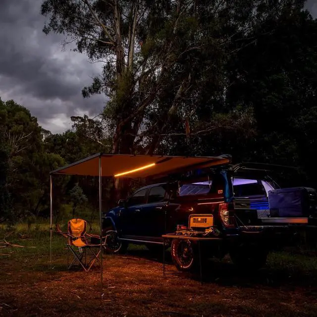 Alt view image 3 of 7 - ARB 4x4 Accessories 814410 Retractable Awning with Led Light Strip Included 2500x2500mm 8.2 Feet, Ideal for Camping, Roadtrips, Outdoor Trips, Travel, Expeditions, RV, Camper, 4x4 and SUV