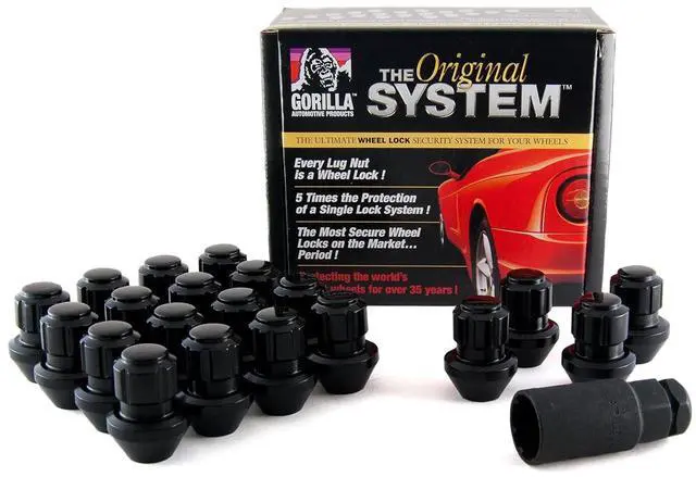 Main image of Gorilla Automotive 96643BDX Black Factory Style Wheel Lock System (14mm x 1.50 Thread Size, 20-Pack)