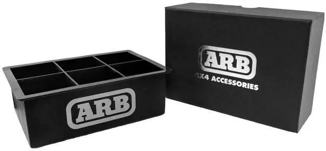 Main image of ARB 217811 Ice Cubes Silicone Tray Mould Gift Box to make 6 Clear and Large ARB Logo Ice Cubes, Reusable, BPA Free, for Coctails and Scotch Whiskey, Slow Melting Molds
