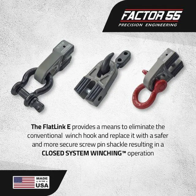 Alt view image 4 of 6 - Factor 55 00080-06 Flatlink E (Expert) Replaces Conventional Winch Hook with a Stronger Shackle/D-Ring Mount Maximum Load 16,000 lb Ultimate Failure Greater Than 40,000 lb Gray