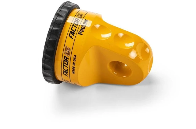Main image of Factor55 00015-03 Prolink Original shackle mount replaces winch hook with stronger shackle D ring mount Max load rt.16,000 lb compatible with steel or synthetic ropes for off road adventures - Yellow