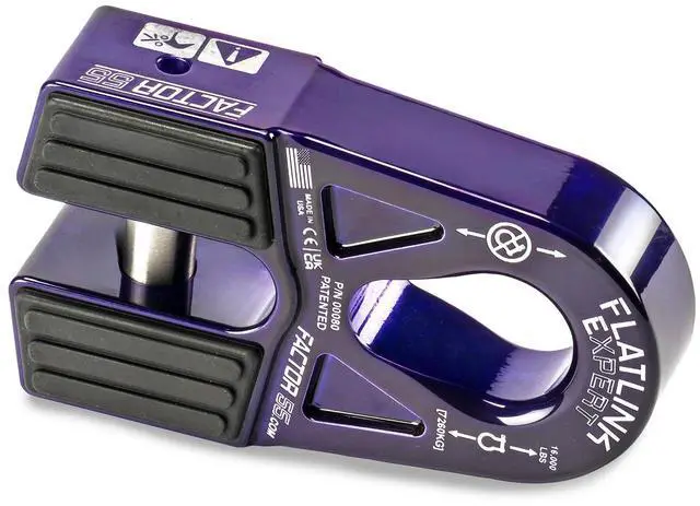 Main image of Factor 55 00080-15 Flatlink E (Expert) Replaces Conventional Winch Hook with a Stronger Shackle/D-Ring Mount Maximum Load 16,000 lb Ultimate Failure Greater Than 40,000 lb Purple