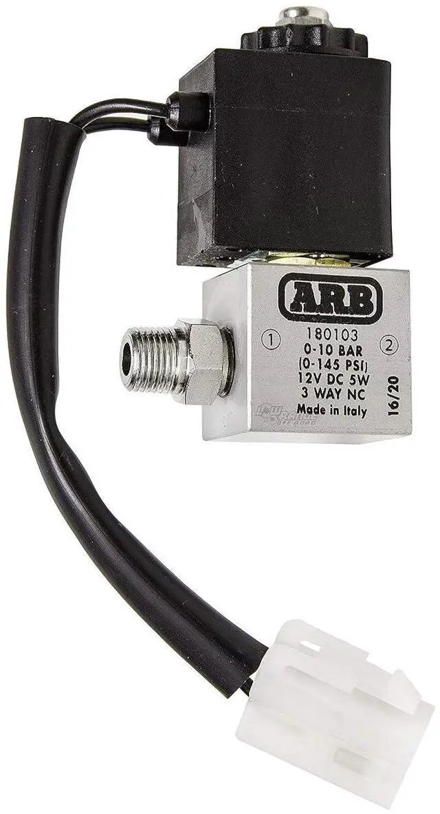 Main image of ARB 180103 Aluminum Solenoid 12VDC 1/8" This is ARB's official replacement 12v electric Air Solenoid.