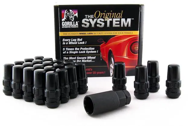 Main image of Gorilla Automotive 76644NBC Black 14mm x 1.50 Thread Size Chrome Finish Duplex Acorn Wheel Lock with 6-Lug Nut, (Pack of 24)