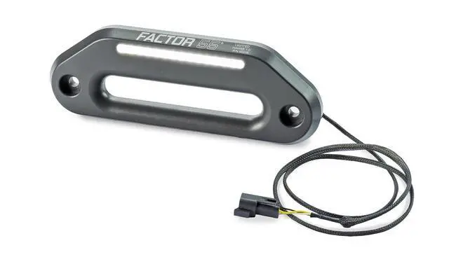 Alt view image 3 of 5 - Factor 55 00216-06 Lighted 1" Hawse Fairlead with Integrated Light bar iluminating winching Area. Ideal for 4x4 Off Road Adventures.