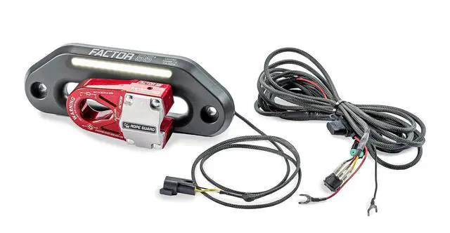 Alt view image 2 of 5 - Factor 55 00216-06 Lighted 1" Hawse Fairlead with Integrated Light bar iluminating winching Area. Ideal for 4x4 Off Road Adventures.