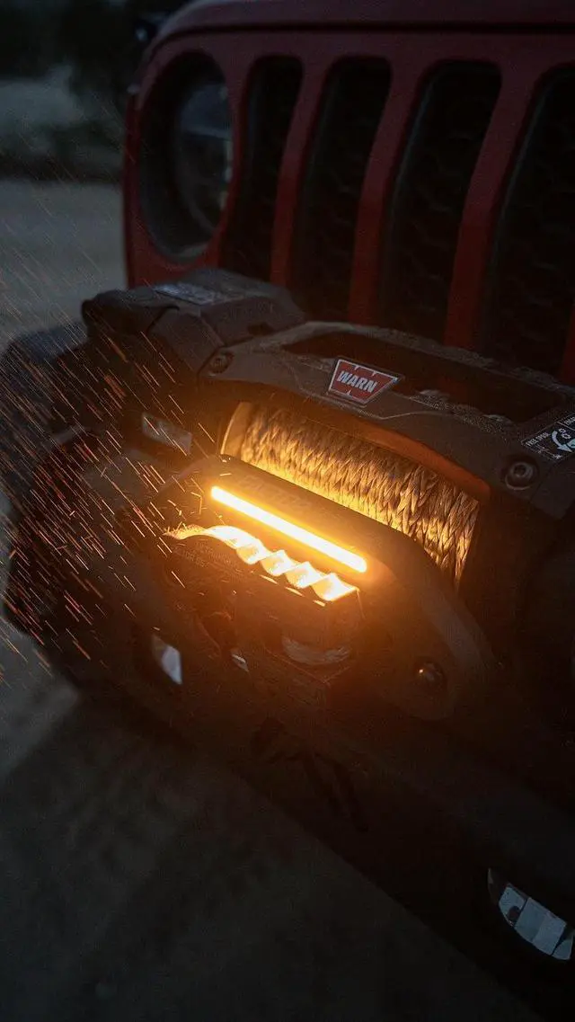 Alt view image 5 of 5 - Factor 55 00216-06 Lighted 1" Hawse Fairlead with Integrated Light bar iluminating winching Area. Ideal for 4x4 Off Road Adventures.