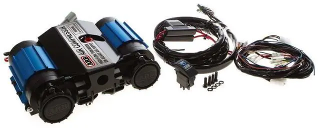 Main image of ARB CKMTA24 Twin Air Compressor Kit On-Board 24V Incl. Fully Assem Air Comp Complete Wiring Loom Comp Isolating Switch Splash Resistant Air Filters Mounting Bolts/Washers Twin Air Compressor Kit