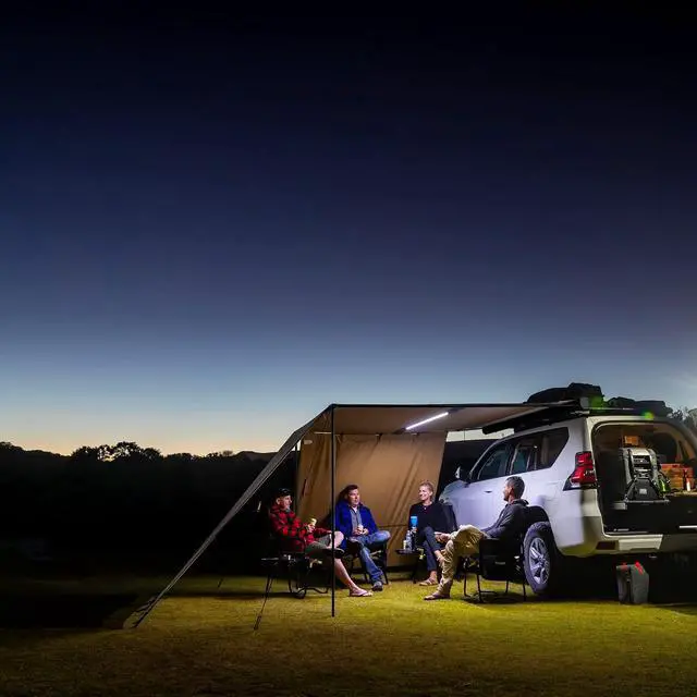 Alt view image 2 of 7 - ARB 4x4 Accessories 814412 Retractable Black Aluminium Awning with Led Light Strip Included 2500x2500mm 8.2 x 8.2 feet Ideal for 4x4 Off Road Adventures, Camping, Outdoor Experience