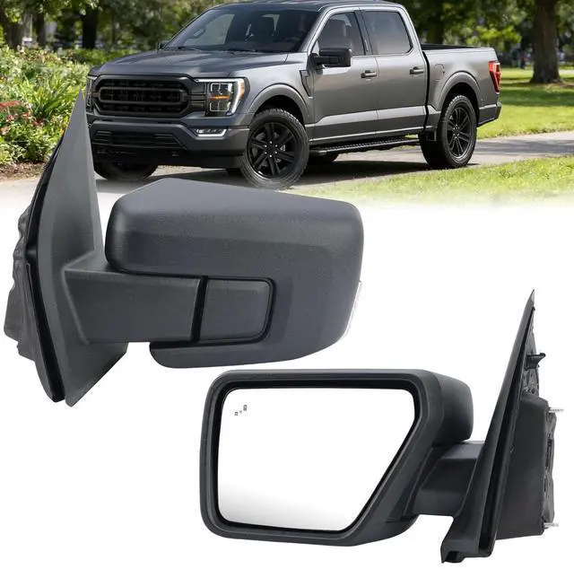 Main image of Driver Side Door Mirror Compatible With 2021-2025 Ford F150 Mirror with Turn Signal Puddle Light Blind Spot Heated Power Glass Manual Folding,Matte Black (11Pins)