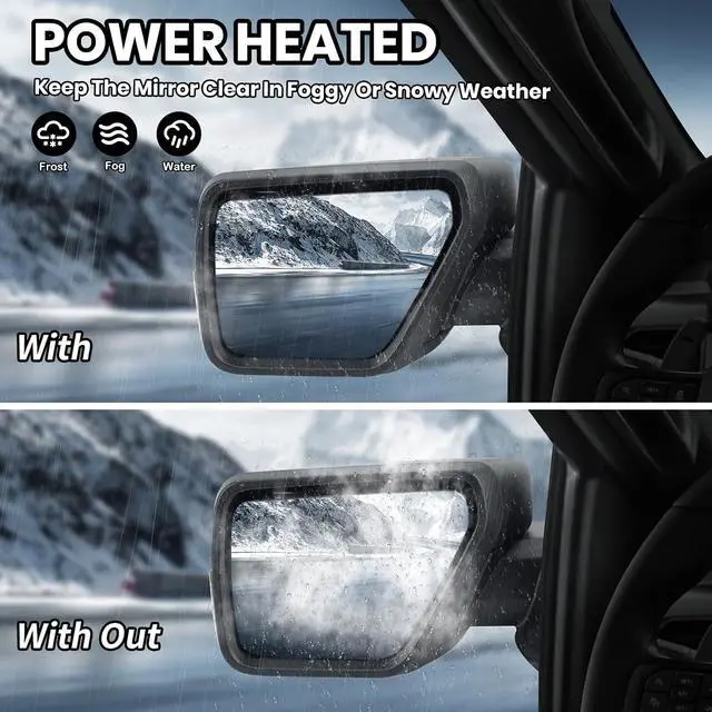 Alt view image 5 of 7 - Driver Side Door Mirror Compatible With 2021 2022 2023 2024 2025 Ford F150 Mirror with Turn Signal Light Blind Spot Heated Power Glass Manual Folding,Matte Black (9Pins)