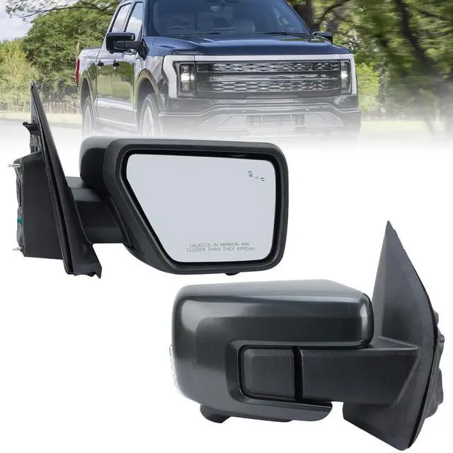 Main image of Right Passenger Side Door Mirror Fits 2021-2025 Ford F150 Mirrors With Memory Camera Power Folding Blind Spot Turn Signal Puddle Light Temperature Sensor Heated Metallic Gray(18+1Pins)