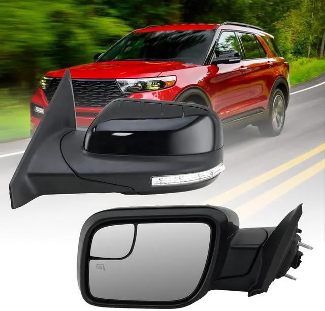 Main image of Left Driver Side Mirror Fits 2011 2012 2013 2014 2015 Ford Explorer With Blind Spot Glass,Heated,Turn Signal,Puddle Light,Manual Folding 7Pins Replaces BB5Z17683NA