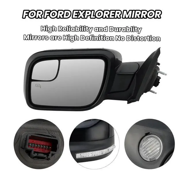 Alt view image 6 of 7 - Left Driver Side Mirror Fits 2011 2012 2013 2014 2015 Ford Explorer With Blind Spot Glass,Heated,Turn Signal,Puddle Light,Manual Folding 7Pins Replaces BB5Z17683NA