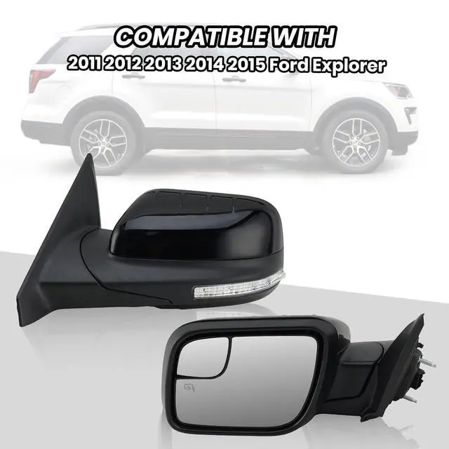 Alt view image 7 of 7 - Left Driver Side Mirror Fits 2011 2012 2013 2014 2015 Ford Explorer With Blind Spot Glass,Heated,Turn Signal,Puddle Light,Manual Folding 7Pins Replaces BB5Z17683NA