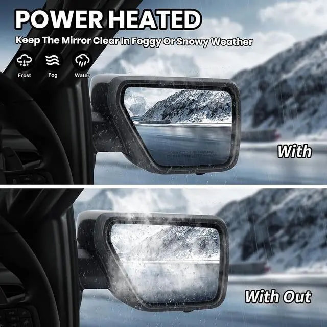 Alt view image 5 of 7 - Right Passenger Side Door Mirror Fits 2021-2025 Ford F150 Mirrors With Memory Camera Power Folding Blind Spot Turn Signal Puddle Light Temperature Sensor Heated Metallic Gray(18+1Pins)