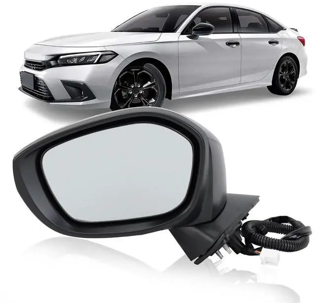 Main image of Left Driver Side Mirror Compatible With 2022 2023 2024 2025 Honda Civic Sedan/Hatchback,Mirrors with Power Glass,Non-Heated,Manual Folding Black Replaces# HO1321350 76208T20A01