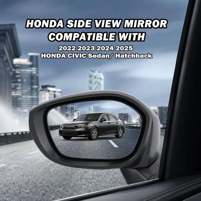 Alt view image 4 of 7 - Left Driver Side Mirror Compatible With 2022 2023 2024 2025 Honda Civic Sedan/Hatchback,Mirrors with Power Glass,Non-Heated,Manual Folding Black Replaces# HO1321350 76208T20A01