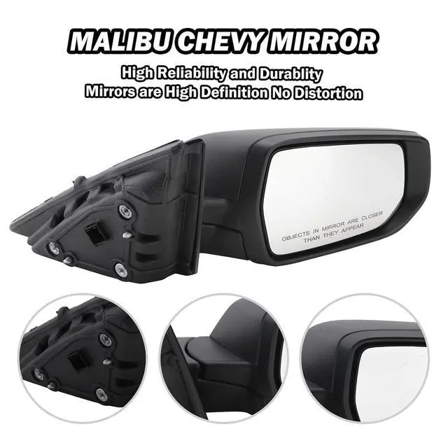 Alt view image 3 of 7 - Passenger Side View Mirror Compatible with Chevy Malibu 2016 2017 2018 2019 2020 2021 2022 Mirrors Non Heated Without Signal Light Manual Folding Right