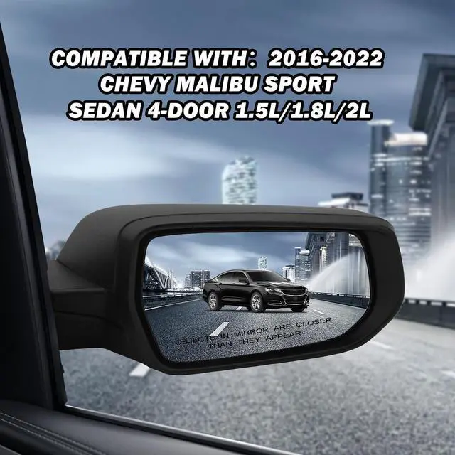 Alt view image 6 of 7 - Passenger Side View Mirror Compatible with Chevy Malibu 2016 2017 2018 2019 2020 2021 2022 Mirrors Non Heated Without Signal Light Manual Folding Right