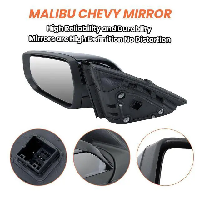 Alt view image 4 of 7 - Driver Side View Mirror Compatible with Chevy Malibu 2016 2017 2018 2019 2020 2021 2022 Non Heated Without Signal Light Manual Folding LH(Gloss Black)