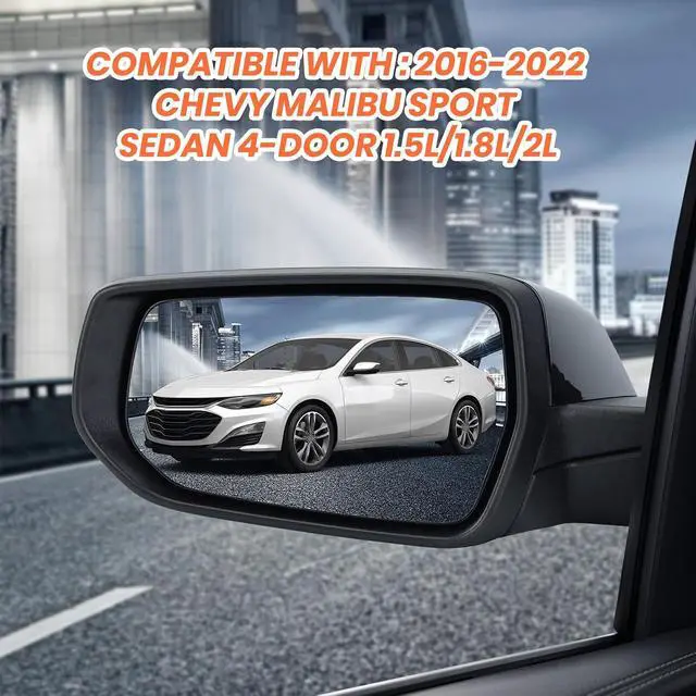 Alt view image 6 of 7 - Driver Side View Mirror Compatible with Chevy Malibu 2016 2017 2018 2019 2020 2021 2022 Non Heated Without Signal Light Manual Folding LH(Gloss Black)