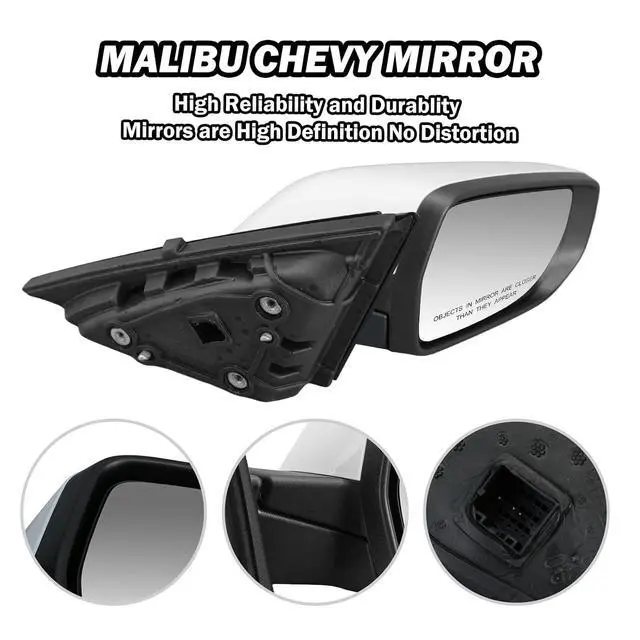 Alt view image 4 of 7 - Passenger Side View Mirror Compatible with Chevy Malibu 2016 2017 2018 2019 2020 2021 2022 Mirrors Non Heated Without Signal Light Manual Folding Right(White)