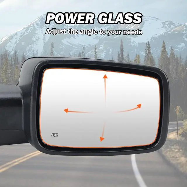 Alt view image 6 of 7 - Passenger Side Mirror Compatible with 2009-2018 Dodge Ram 1500 2010-2018 Dodge Ram 2500 3500 4500 Mirror with Manual Fold Heated Turn Signal Light Puddle Light Black9 Pins