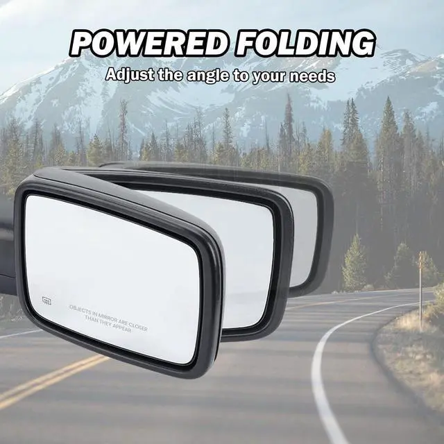 Alt view image 5 of 7 - Right Passenger Side Mirror Compatible with 2013-2018 Dodge Ram 1500 2500 3500 Mirrors with Heated Tuning LED Signal Puddle Lamp Power Fold Textured Black(9+2Pins)