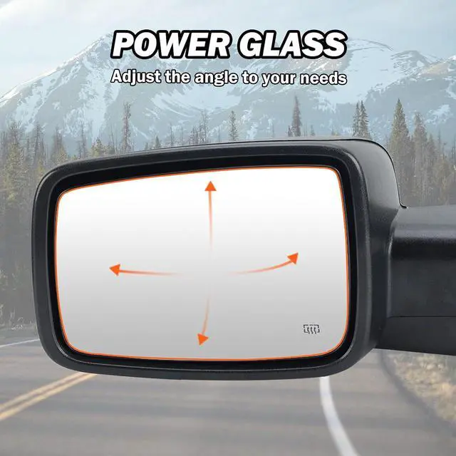 Alt view image 6 of 7 - Driver Side Mirror Compatible with 2009-2018 Dodge Ram 1500 2010-2018 Dodge Ram 2500 3500 4500 Mirror with Manual Fold Heated Temper Sensor Turn Signal Light Puddle Light Black10 Pins