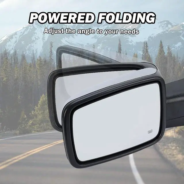 Alt view image 6 of 7 - Passenger Side Mirror Driver Side Mirror Compatible with 2013-2018 Dodge Ram 1500 2500 3500 Mirrors with Heated Puddle Lamp Tuning LED Signal Power Fold (Chrome) Set