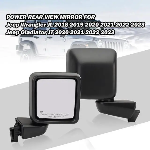 Alt view image 6 of 7 - Passenger Side Mirror for 2018-2025 Jeep Wrangler JL/2020 2021 2022 2025 Gladiator JT,Mirror Assembly with Heated,Manual Folding Without Turn Singal/Blind Spot,Replace 68281890AE 68281890AB