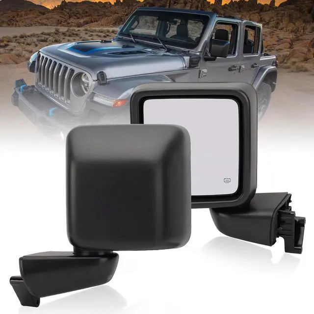 Main image of Driver Side Mirror for 2018-2023 Jeep Wrangler JL/2020 2021 2022 2023 Gladiator JT,Mirror Assembly with Heated,Manual Folding Without Turn Singal/Blind Spot,Replace 68281890AE 68281890AB