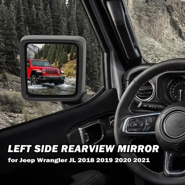 Alt view image 2 of 7 - Driver Side Mirror for 2018-2023 Jeep Wrangler JL/2020 2021 2022 2023 Gladiator JT,Mirror Assembly with Heated,Manual Folding Without Turn Singal/Blind Spot,Replace 68281890AE 68281890AB