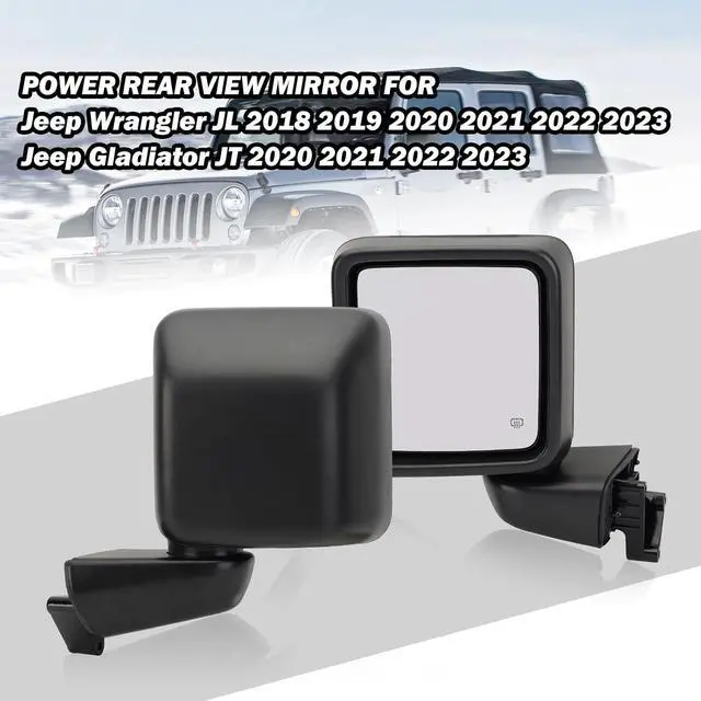 Alt view image 6 of 7 - Driver Side Mirror for 2018-2023 Jeep Wrangler JL/2020 2021 2022 2023 Gladiator JT,Mirror Assembly with Heated,Manual Folding Without Turn Singal/Blind Spot,Replace 68281890AE 68281890AB
