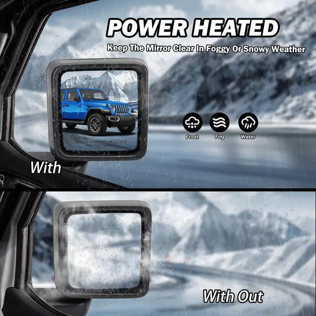 Alt view image 3 of 7 - Passenger Side Mirror Compatible with Jeep Wrangler JL 2018-2025 Gladiator JT 2020-2025 Mirrors with Heated Blind Spot Power Adjustable Replace 68281892AE (7pins)